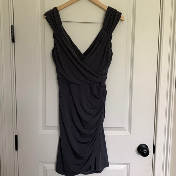 Boston Proper Women’s Sleeveless Rouched Dress Dark Grey XS - Picture 1 of 8